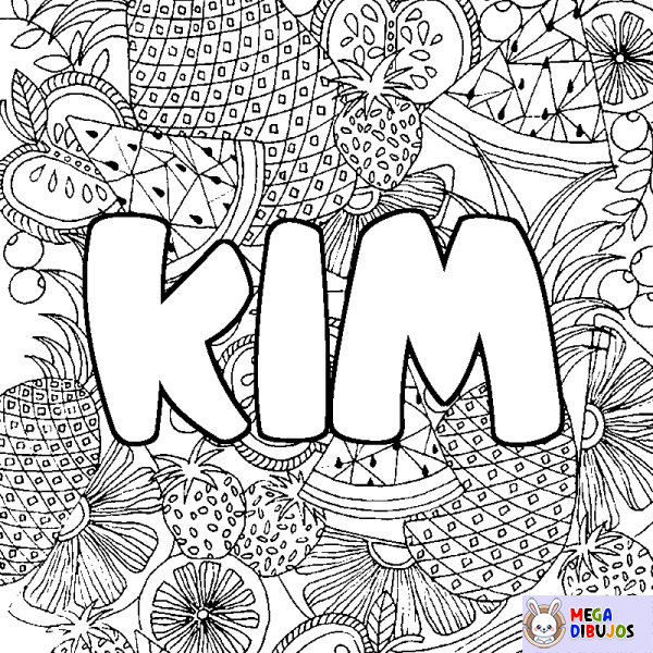 Coloración del nombre KIM - decorado mandala de frutas