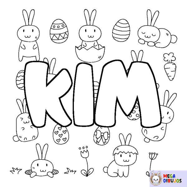 Coloración del nombre KIM - decorado Pascua