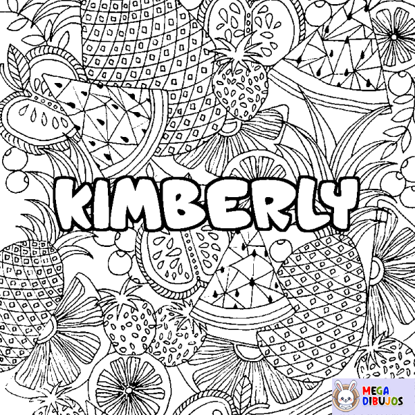 Coloración del nombre KIMBERLY - decorado mandala de frutas