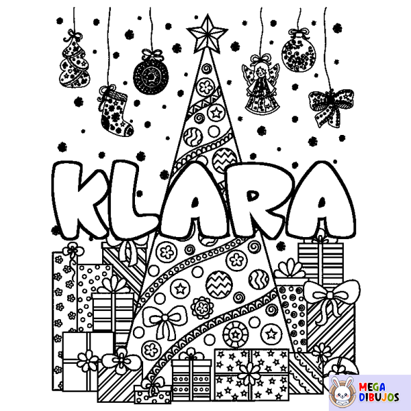 Coloración del nombre KLARA - decorado &aacute;rbol de Navidad y regalos