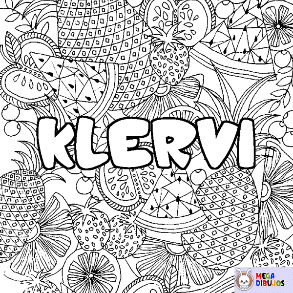 Coloración del nombre KLERVI - decorado mandala de frutas