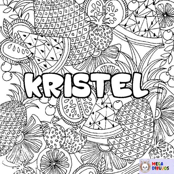 Coloración del nombre KRISTEL - decorado mandala de frutas