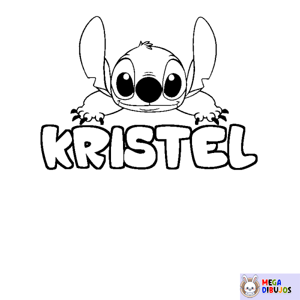 Coloración del nombre KRISTEL - decorado Stitch