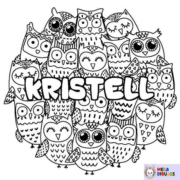 Coloración del nombre KRISTELL - decorado b&uacute;hos