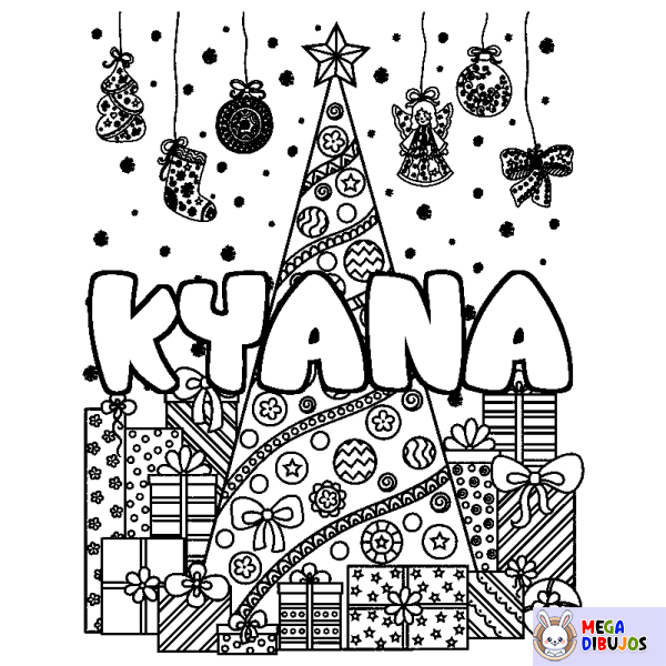 Coloración del nombre KYANA - decorado &aacute;rbol de Navidad y regalos