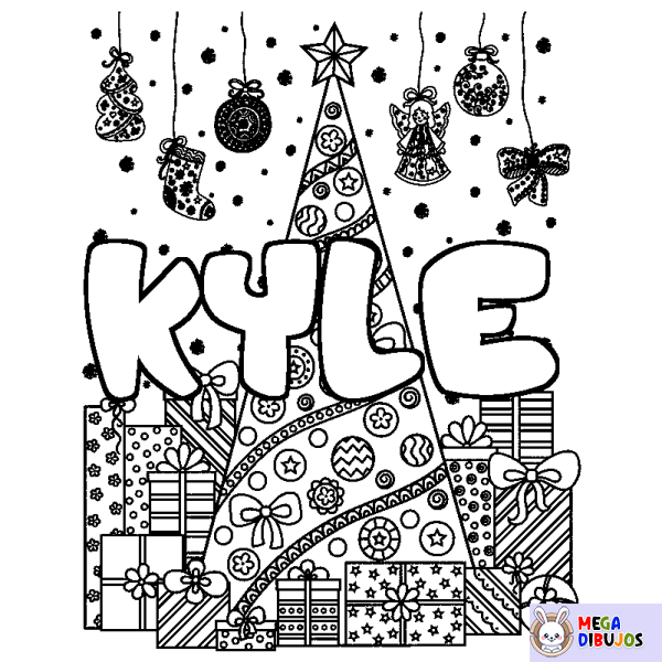 Coloración del nombre KYLE - decorado &aacute;rbol de Navidad y regalos