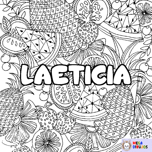 Coloración del nombre LAETICIA - decorado mandala de frutas