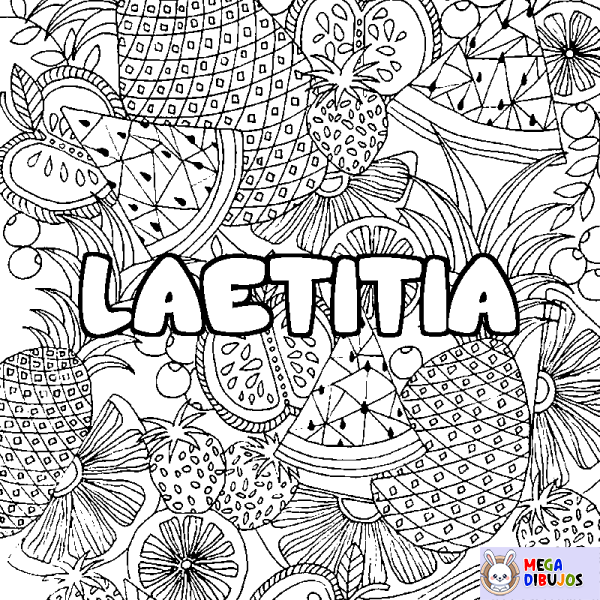 Coloración del nombre LAETITIA - decorado mandala de frutas