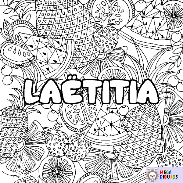 Coloración del nombre LA&Euml;TITIA - decorado mandala de frutas