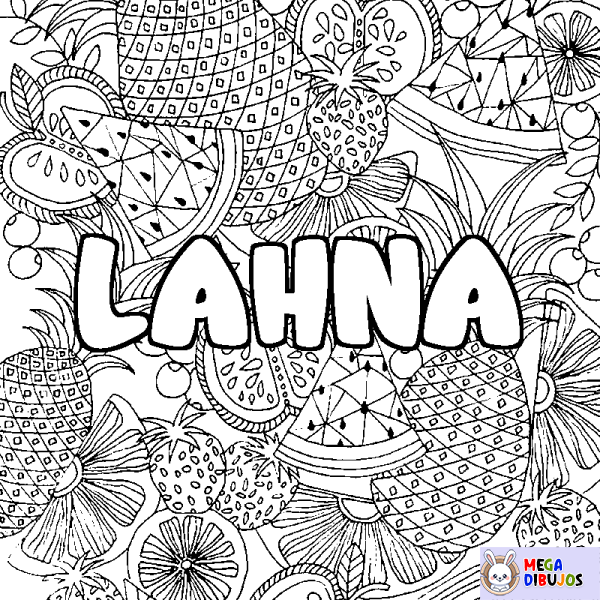 Coloración del nombre LAHNA - decorado mandala de frutas