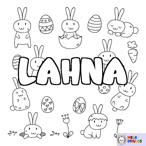 Coloración del nombre LAHNA - decorado Pascua