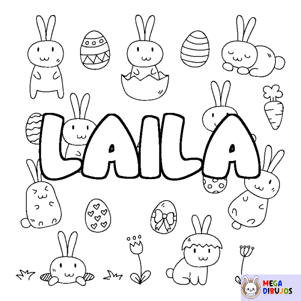 Coloración del nombre LAILA - decorado Pascua