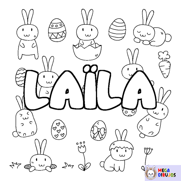 Coloración del nombre LA&Iuml;LA - decorado Pascua