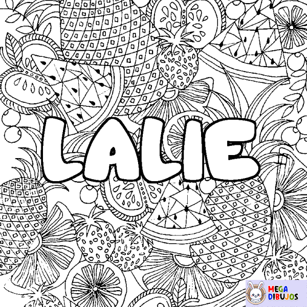 Coloración del nombre LALIE - decorado mandala de frutas