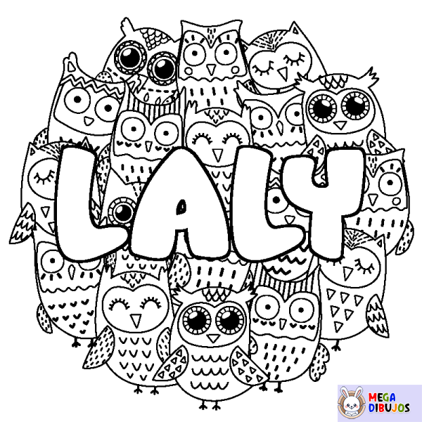 Coloración del nombre LALY - decorado b&uacute;hos