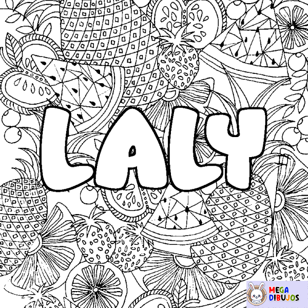 Coloración del nombre LALY - decorado mandala de frutas