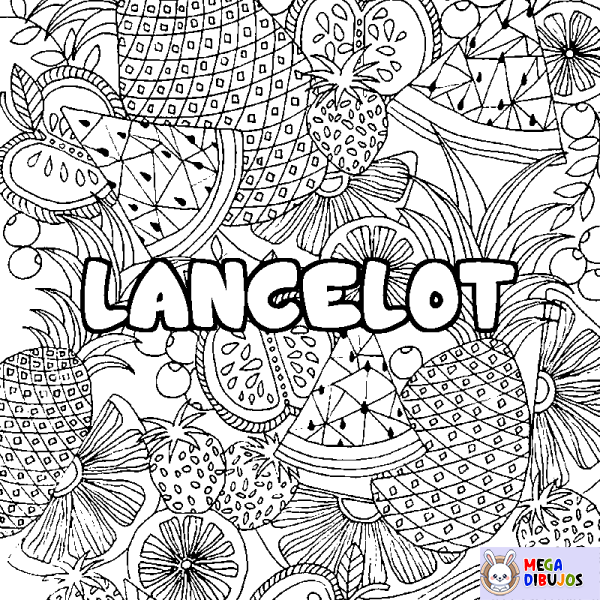 Coloración del nombre LANCELOT - decorado mandala de frutas