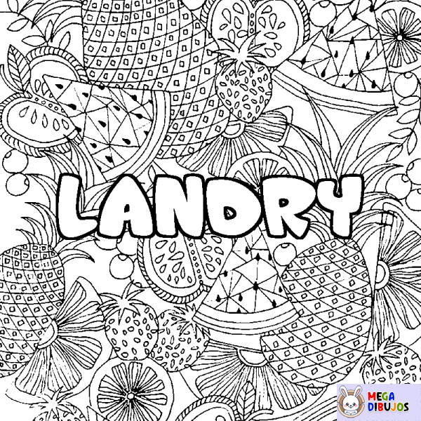 Coloración del nombre LANDRY - decorado mandala de frutas