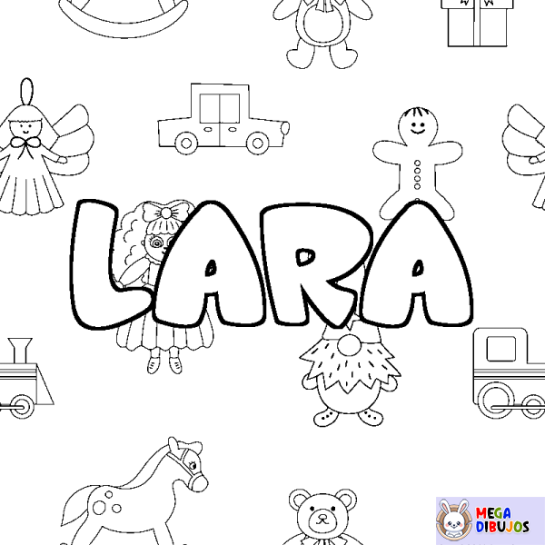 Coloración del nombre LARA - decorado juguetes