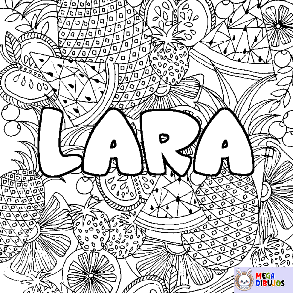 Coloración del nombre LARA - decorado mandala de frutas