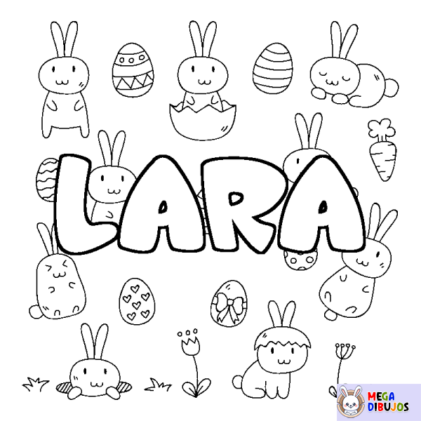 Coloración del nombre LARA - decorado Pascua