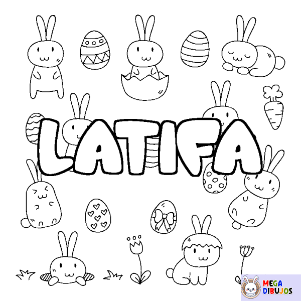 Coloración del nombre LATIFA - decorado Pascua