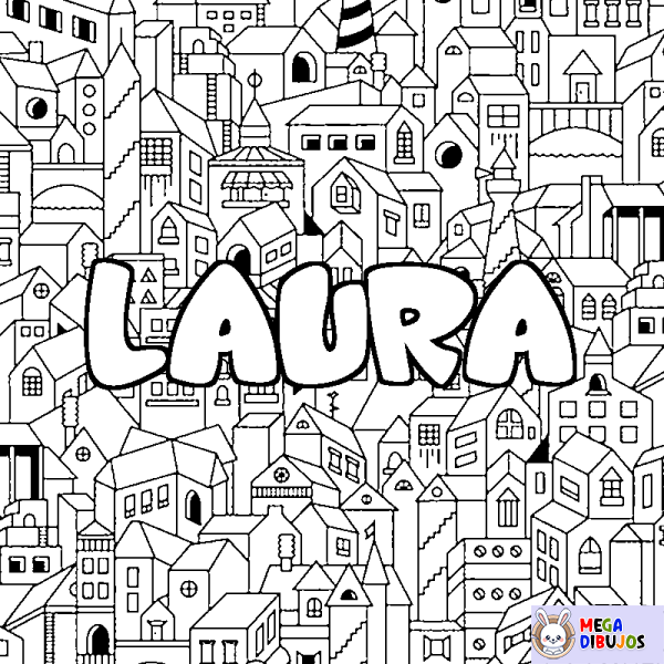 Coloración del nombre LAURA - decorado ciudad