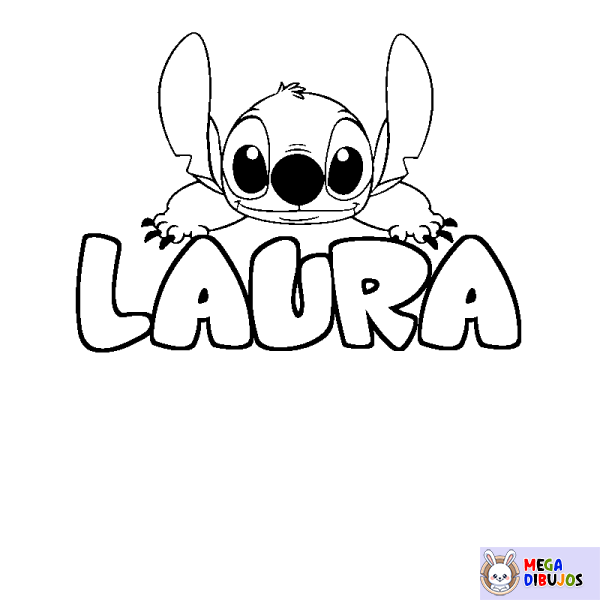 Coloración del nombre LAURA - decorado Stitch