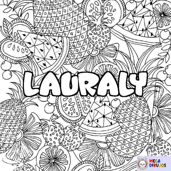 Coloración del nombre LAURALY - decorado mandala de frutas