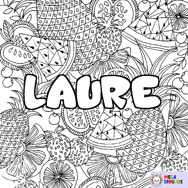 Coloración del nombre LAURE - decorado mandala de frutas