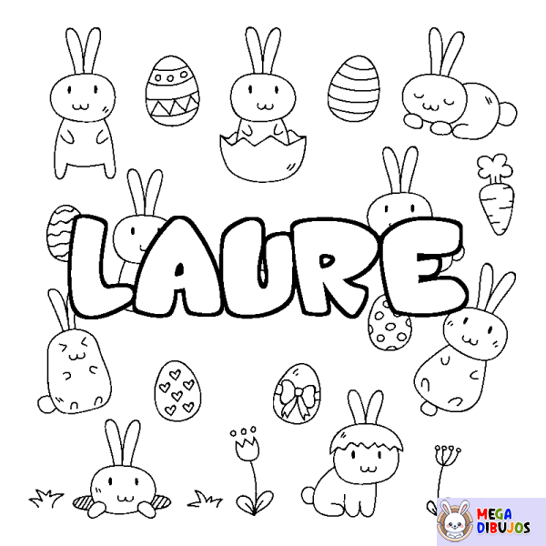 Coloración del nombre LAURE - decorado Pascua