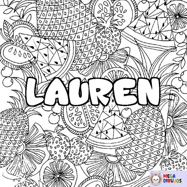 Coloración del nombre LAUREN - decorado mandala de frutas