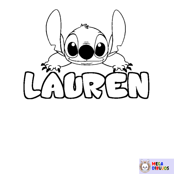 Coloración del nombre LAUREN - decorado Stitch