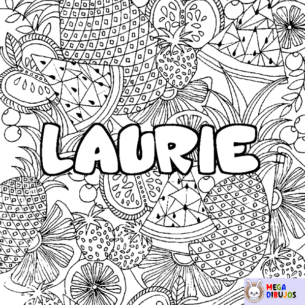 Coloración del nombre LAURIE - decorado mandala de frutas