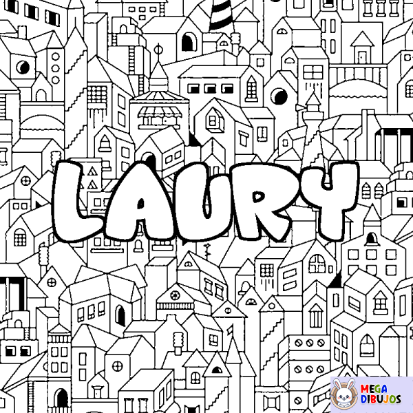 Coloración del nombre LAURY - decorado ciudad