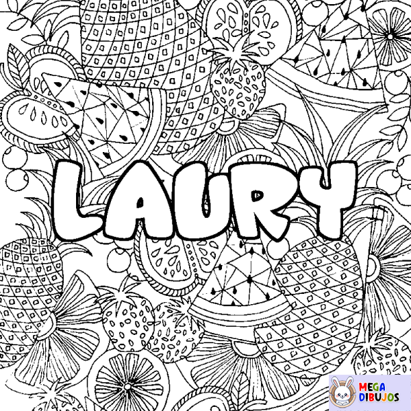 Coloración del nombre LAURY - decorado mandala de frutas