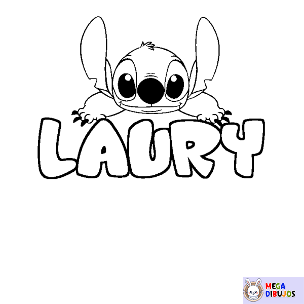 Coloración del nombre LAURY - decorado Stitch