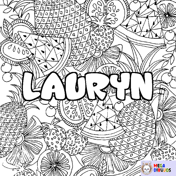 Coloración del nombre LAURYN - decorado mandala de frutas