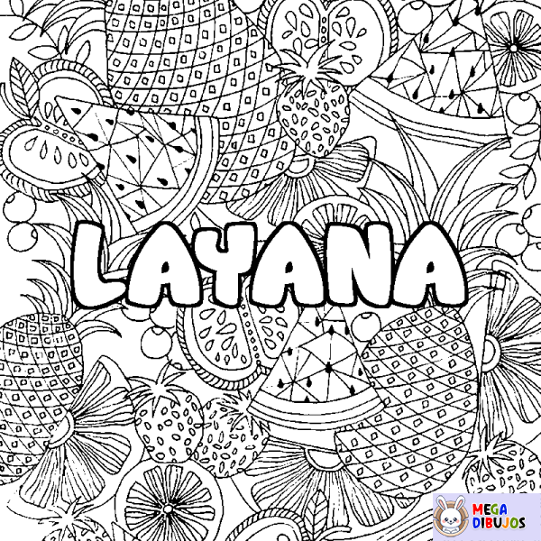 Coloración del nombre LAYANA - decorado mandala de frutas