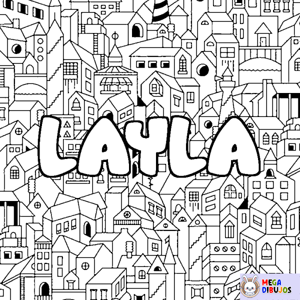 Coloración del nombre LAYLA - decorado ciudad