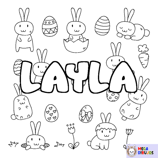 Coloración del nombre LAYLA - decorado Pascua