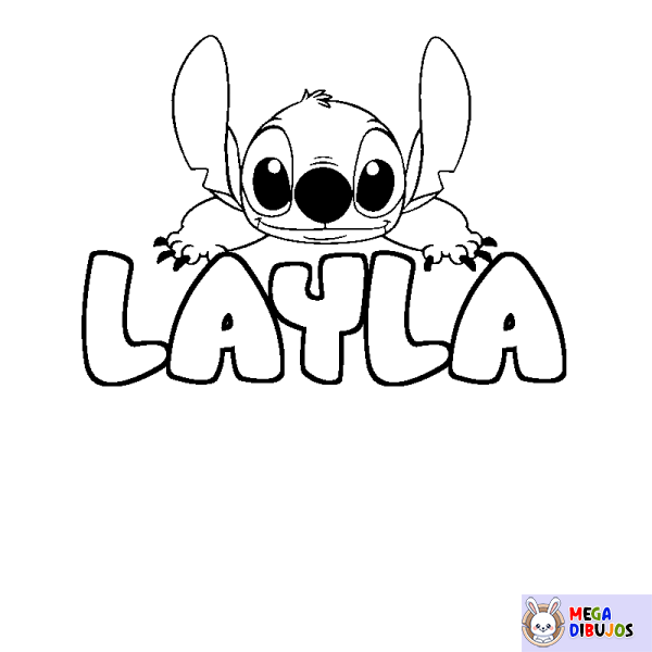 Coloración del nombre LAYLA - decorado Stitch