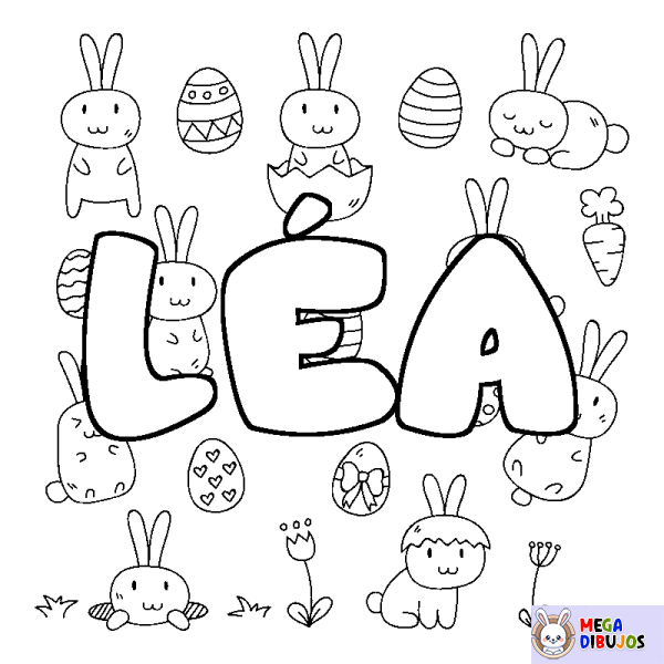 Coloración del nombre L&Eacute;A - decorado Pascua