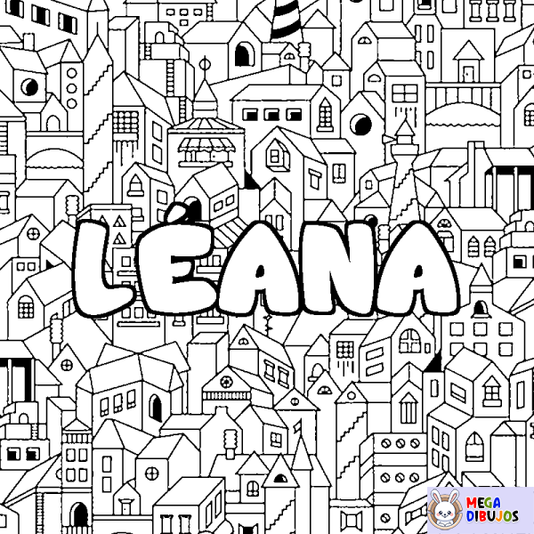 Coloración del nombre L&Eacute;ANA - decorado ciudad