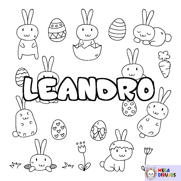 Coloración del nombre LEANDRO - decorado Pascua