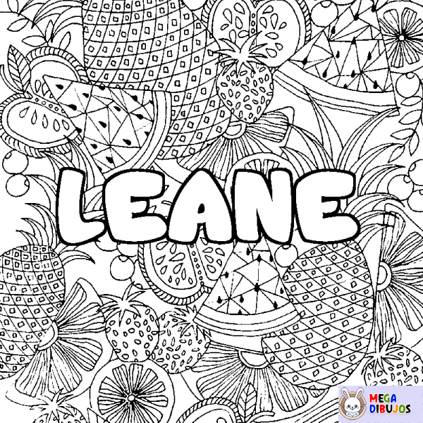 Coloración del nombre LEANE - decorado mandala de frutas