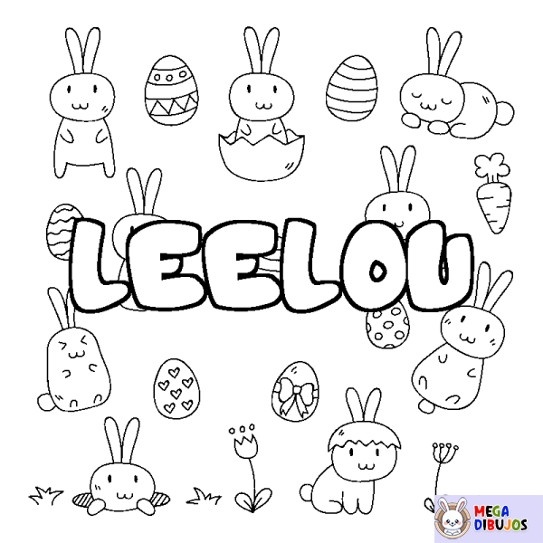 Coloración del nombre LEELOU - decorado Pascua