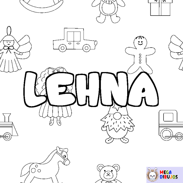 Coloración del nombre LEHNA - decorado juguetes