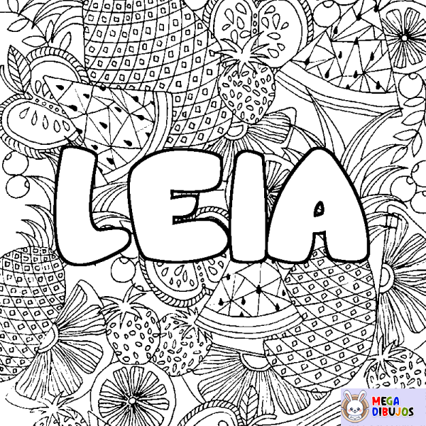 Coloración del nombre LEIA - decorado mandala de frutas