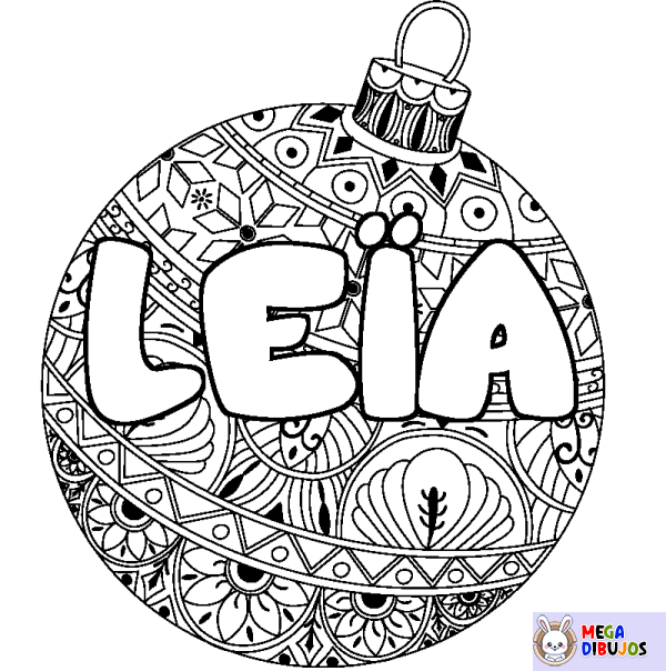 Coloración del nombre LE&Iuml;A - decorado bola de Navidad